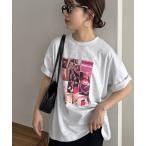 tシャツ 「WEB限定」カラーフォトフロントプリントビッグ半袖Tシャツ レディース