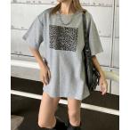 tシャツ ヒョウ柄半袖ビッグTシャツ レディース