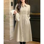 シャツワンピース フレアロングシャツワンピース
