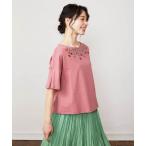 tシャツ Verde pera フラワー刺繍Tシャツ レディース