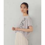 tシャツ 水彩タッチインクジェット箔スタッズ付きTシャツ レディース