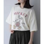 tシャツ 「Disney/ディズニー」ラインストーンミッキーハーフスリーブTシャツ レディース
