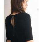 tシャツ フロッキーベロア後ろスリット半袖トップス レディース
