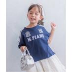 tシャツ レースロゴアップリケ 袖ラインTシャツ キッズ 子供服 女の子