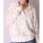 パーカー (LK)「JEMORGAN」小花柄 ワッフル ジップパーカー レディース
