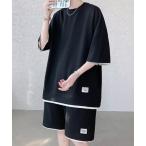  пижама [2 позиций комплект ] поддельный Layered выставить короткий рукав одноцветный футболка + шорты вафля style мужской женский 