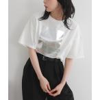 tシャツ メタリック箔プリントビックTシャツ レディース