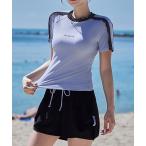  купальный костюм женский купальный костюм короткий рукав one отметка гонки ребра tops + разрез способ шорты верх и низ 2 позиций комплект [ большой размер иметь ] женский 