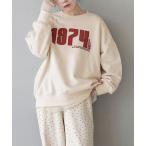 トレーナー スウェット 異素材ロゴ 裏毛ビッグスウェット レディース