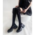 ショッピングニーハイ 靴下 「LAMPOON」リボンニーハイソックス レディース