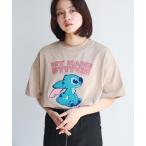 tシャツ 「Disney/ディズニー」スティッチ アートワークデザイン サガラ刺繍 半袖Tシャツ レディース