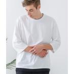 tシャツ 「汗染みの目立ちにくいTシャツ ZEROSTAIN/ゼロステイン」フェイクレイヤード ビッグシルエット キーネック クルーネック 7分袖Tシ