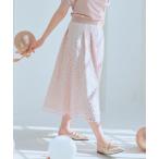 スカート 「洗える」フラワー刺繍 フレアスカート