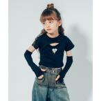 tシャツ 「2点セット」カットデザインロゴTシャツ+アームカバー キッズ 子供服 女の子