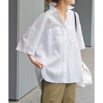 ブラウス シャツ 「WEB限定追加」コットンリネンハーフスリーブシャツ レディース