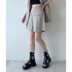 パンツ フラッププリーツショートパンツ レディース
