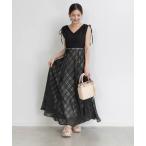 ワンピース ニットドッキングチェックワンピース