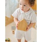 ショッピングbaby ベビー服 ロンパース 「販路限定」「BABY」ストライプガーゼロンパース