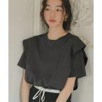 tシャツ 汗染み防止ラッフルスリーブTシャツ レディース