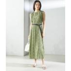 ショッピングノースリーブ ワンピース 「手洗い可能」割繊 フラワー プリント ノースリーブ ワンピース