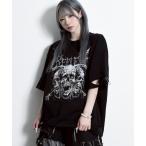 tシャツ 「REFLEM/レフレム」スカルプリントダメージTシャツ/ハーフスリーブカットソー レディース メンズ