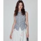 tシャツ チェック柄 ドローストリング ノースリーブシャツ FX25S037「Fano Studios」「2025SS」 レディース メンズ