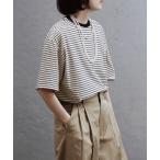 tシャツ クルーネック ボーダーワイドTシャツ レディース