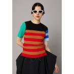 ニット セーター Back slit border tops バックスリットボーダートップス レディース