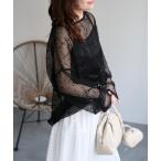 「SETアイテム」ネップメッシュトップス / サテンキャミソール レディース