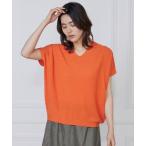 ニット セーター 「WEB限定」ホールガーメント 鹿の子編みVネックサマーニット「Cuoo」 レディース