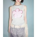 タンクトップ ノースリーブ flower motif spangle sleeve-less NT / スパンコールフラワーニット レディース
