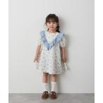 ワンピース 花柄プリントVライン切り替えフリルワンピース キッズ 子供服 女の子