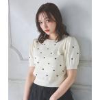 ニット セーター クルーネックハート刺繍ニット レディース