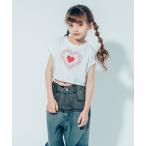 tシャツ 「吸水速乾」クロップドドロップショルダーハートTシャツ キッズ 子供服 女の子