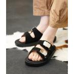 サンダル CAMINANDO / カミナンド SLIDE BUCKLE PLATFORM SANDAL ダブルバックル スウェード スライダーサンダル