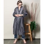 シャツワンピース バルーン袖　シアーシャツワンピース