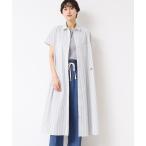 ワンピース 「洗える」オリジナルストライプ柄シャツワンピース（S〜L）