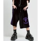 パンツ 「REFLEM/レフレム」クロス刺繍ベロアハーフパンツ レディース メンズ