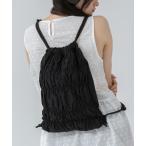 ショッピングナップサック デイバック リュック シャーリングナップサック/ドロスト バッグ ギャザー リュック 黒 ブラック カジュアル ブロケットコア バレエコア スポーティ