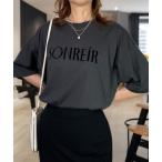 tシャツ レトロ フロッキー ロゴ ワイドシルエット Tシャツ 袖 ミニロゴ シンプル 韓国 夏服 レディース メンズ