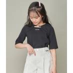 tシャツ 五分そでビット付きテレコトップス キッズ 子供服 女の子