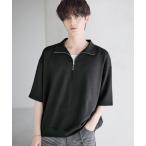 tシャツ 接触冷感ポンチハーフジップ半袖プルオーバー メンズ