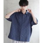 シャツ 総柄ジャガードワイドドレープ半袖シャツ メンズ レディース