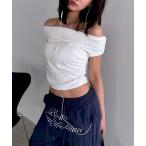 tシャツ ベーシックオフショルダー半袖トップス レディース