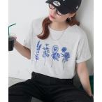 tシャツ フラワー刺繍T レディース