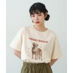 tシャツ 「eLur」ドッグプリントTシャツ レディース