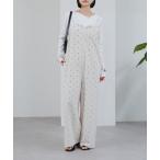 サロペット オーバーオール ドット刺繍キャミサロペ レディース