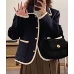 [LAC-VERT] пальто с отложным воротником FREE темно-синий женский 