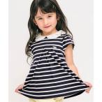 チュニック 「ジュニア対応」スカラップ衿ボーダー半袖チュニック キッズ 子供服 女の子