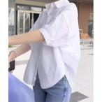 ブラウス シャツ ドロップショルダー　サイドシャーリング　半袖シャツ レディース